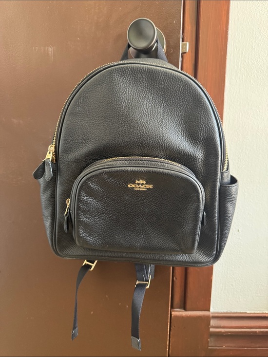 Coach Handbags - Coach Black Pebbled Leather Small Backpack with Gold Hardware